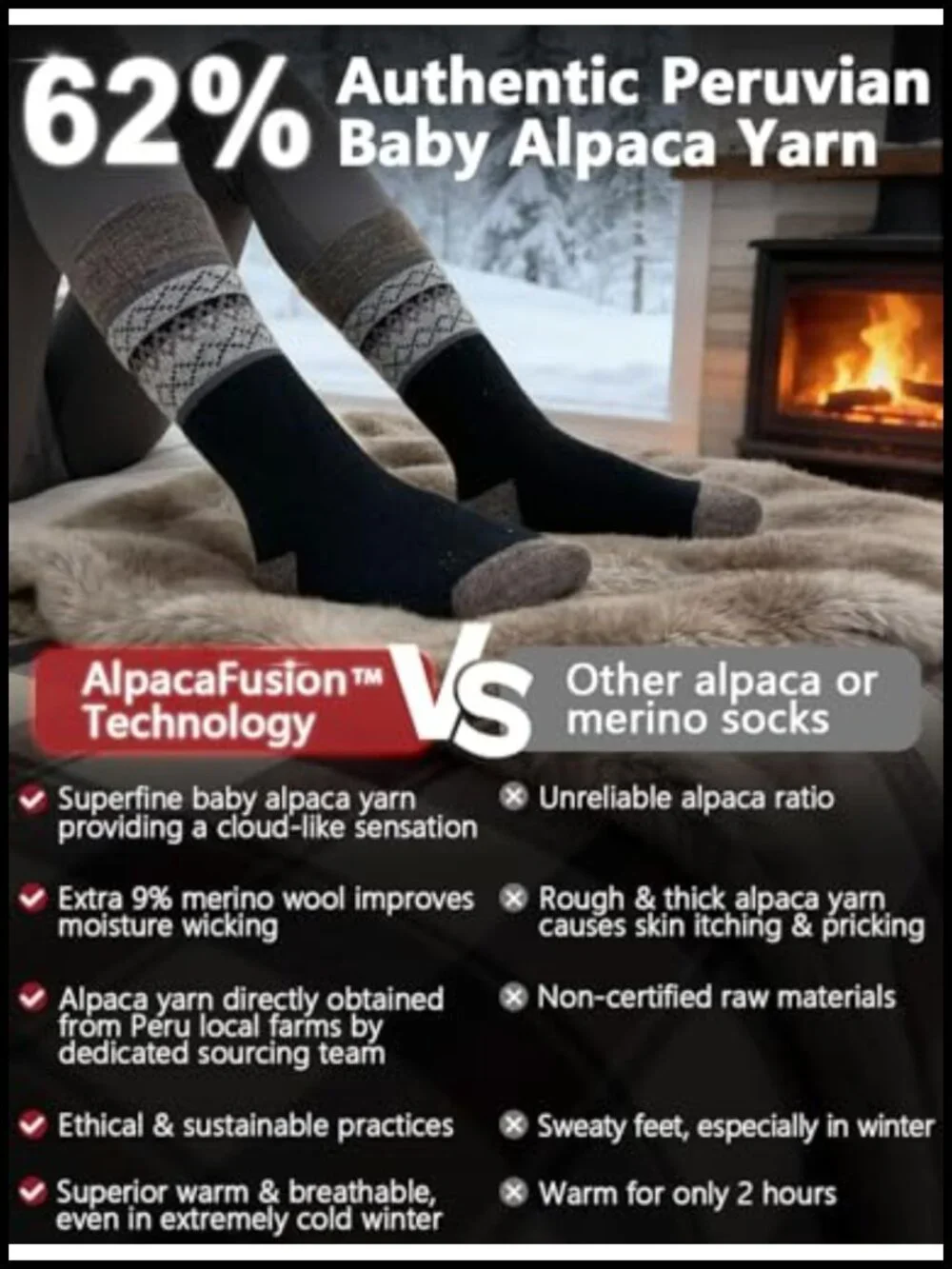 Alpaca Wool Heavyweight Thermal Hiking Boot Work Socks Cushioned Moisture